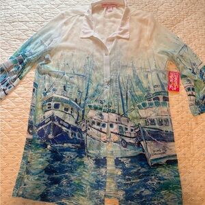 Oceanic Print Button Down Shirt